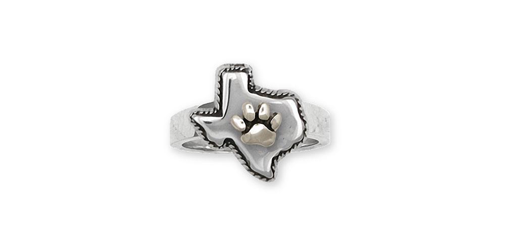 State Of Texas And Paw Charms State Of Texas And Paw Ring Sterling Silver Paw Jewelry State Of Texas And Paw jewelry