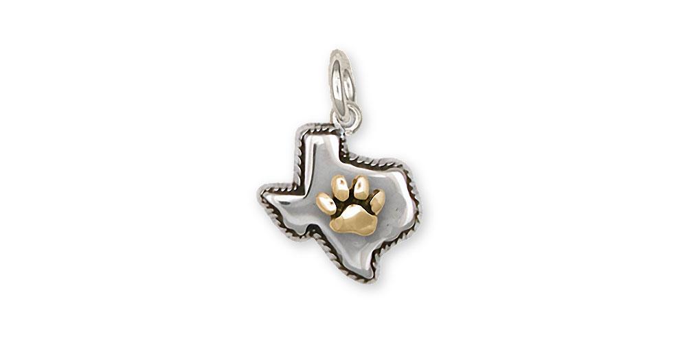 State Of Texas Charms State Of Texas Charm Silver And 14k Gold Paw Jewelry State Of Texas jewelry