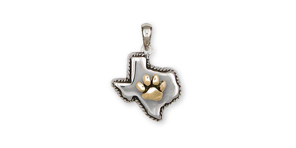 State Of Texas And Paw Charms State Of Texas And Paw Pendant Silver And 14k Gold Paw Jewelry State Of Texas And Paw jewelry