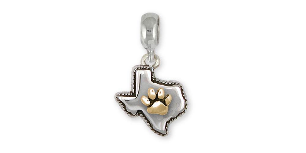 State Of Texas Charms State Of Texas Charm Slide Silver And 14k Gold Paw Jewelry State Of Texas jewelry