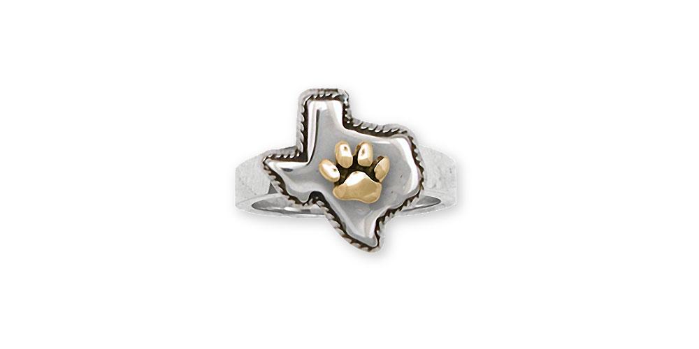 State Of Texas Charms State Of Texas Ring Silver And 14k Gold Paw Jewelry State Of Texas jewelry