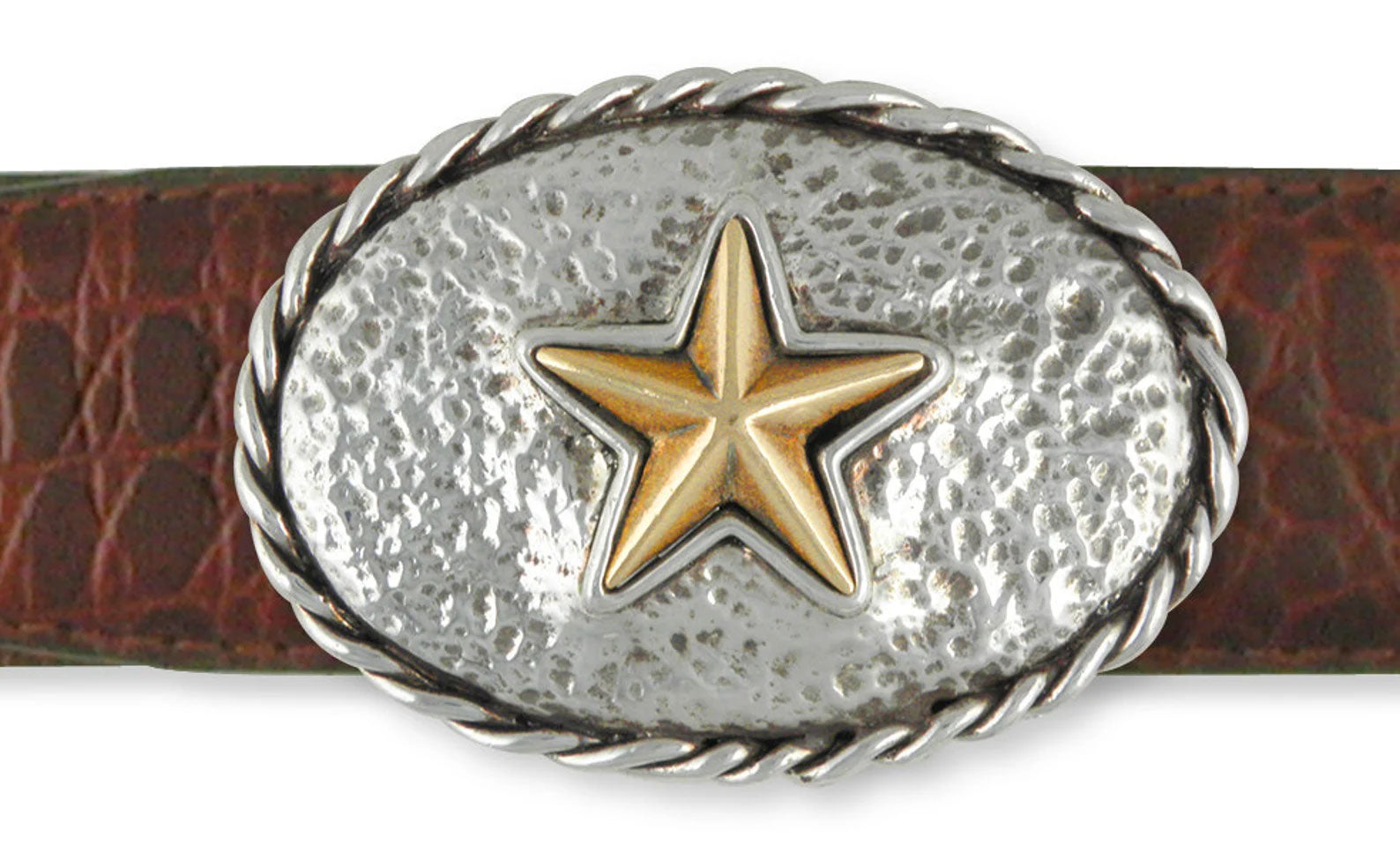 Bronze And Silver Star Mens Belt Buckle Handmade Sterling Silver