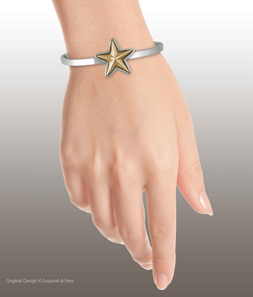 Star Jewelry Sterling Silver And Yellow Bronze Handmade Texas Star Bracelet  TX29B-CB