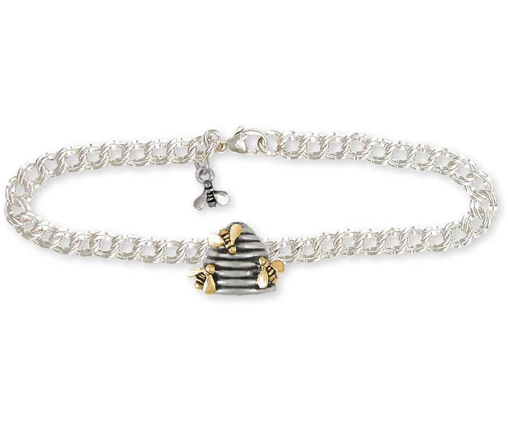 Honey Bee Charms Honey Bee Bracelet Silver And 14k Gold Honeybee Jewelry Honey Bee jewelry
