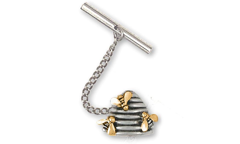 Honey Bee Charms Honey Bee Tie Tack Silver And 14k Gold Honeybee Jewelry Honey Bee jewelry