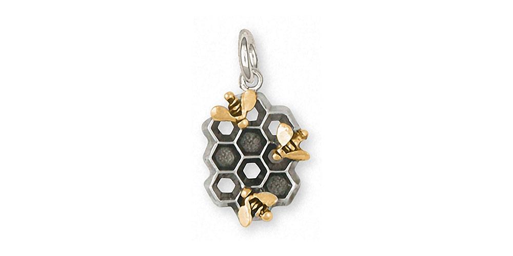 Honey Bee Charms Honey Bee Charm Silver And 14k Gold Honeybee Jewelry Honey Bee jewelry