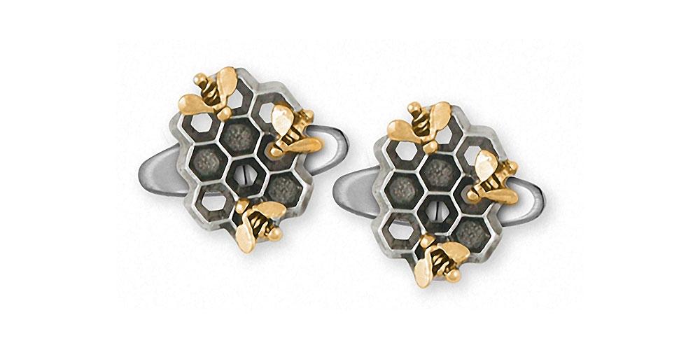 Honey Bee Charms Honey Bee Cufflinks Silver And 14k Gold Honeybee Jewelry Honey Bee jewelry