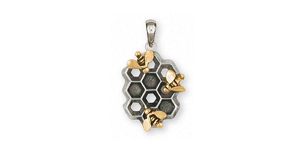 Honey Bee Charms Honey Bee Pendant Silver And 14k Gold Honeybee Jewelry Honey Bee jewelry