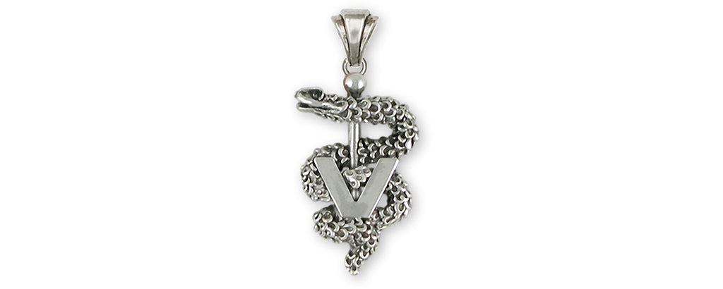 Veterinary Caduceus Charms Veterinary Caduceus Pendant Sterling Silver Veterinary Caduceus Jewelry Veterinary Caduceus jewelry