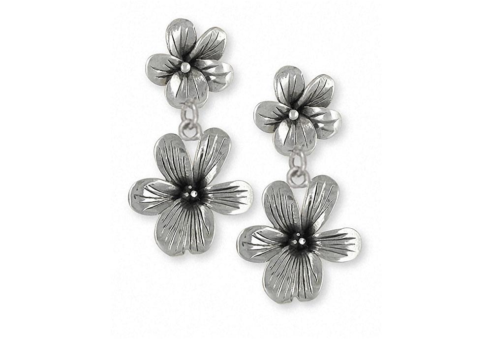 Double Violet Charms Double Violet Earrings Sterling Silver Flower Jewelry Double Violet jewelry