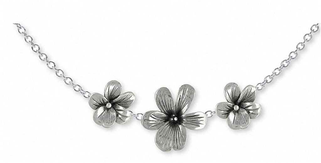 Triple Violet Charms Triple Violet Necklace Sterling Silver Flower Jewelry Triple Violet jewelry