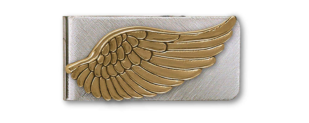 Wing Charms Wing Money Clip Yellow Bronze Wing Jewelry Wing jewelry