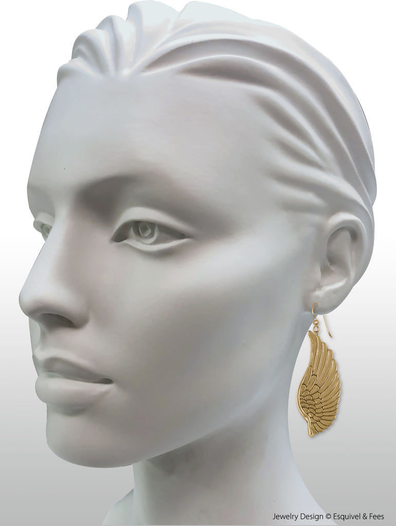 Wing Jewelry 14k Yellow Gold Handmade Wing Earrings  WNG1-EG