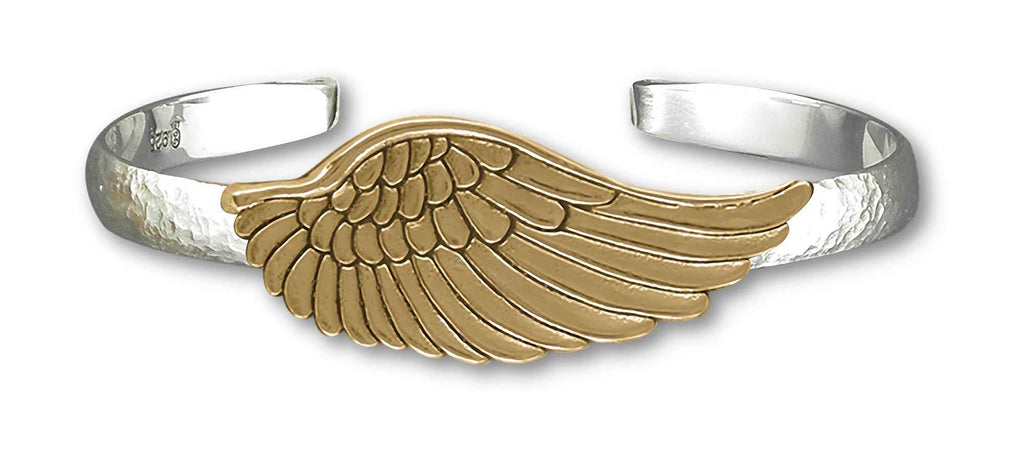 Wing Charms Wing Mans Bracelet Silver And 14k Gold Wing Jewelry Wing jewelry
