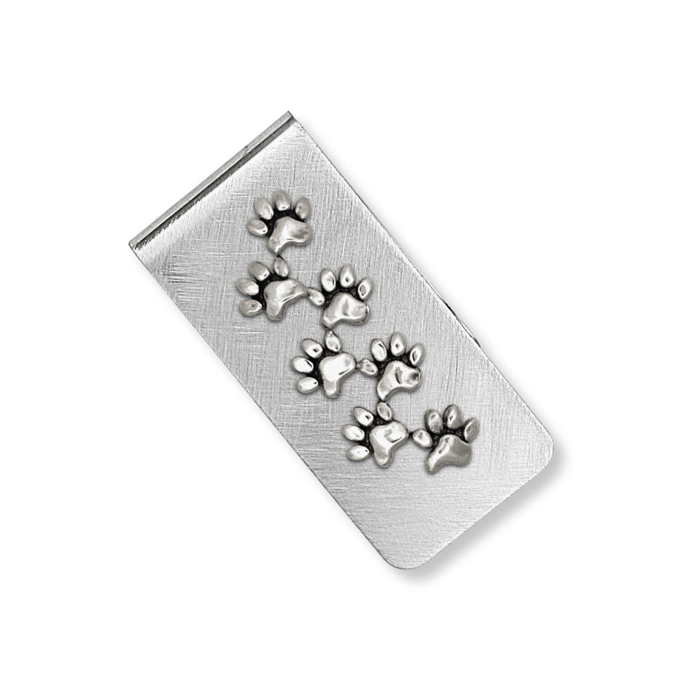 Dog Paw Charms Dog Paw Money Clip Sterling Silver Dog Jewelry Dog Paw jewelry