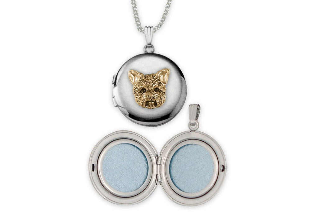 Yorkie Charms Yorkie Photo Locket Silver And 14k Gold Yorkshire Terrier Jewelry Yorkie jewelry
