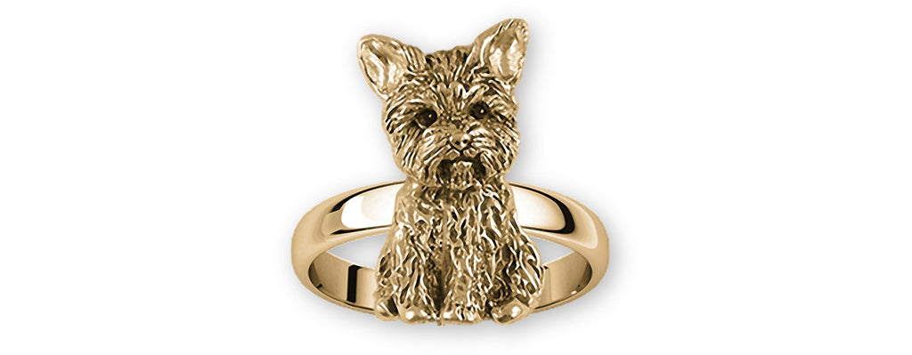 Yorkie Charms Yorkie Ring 14k Yellow Gold Yorkshire Terrier Jewelry Yorkie jewelry