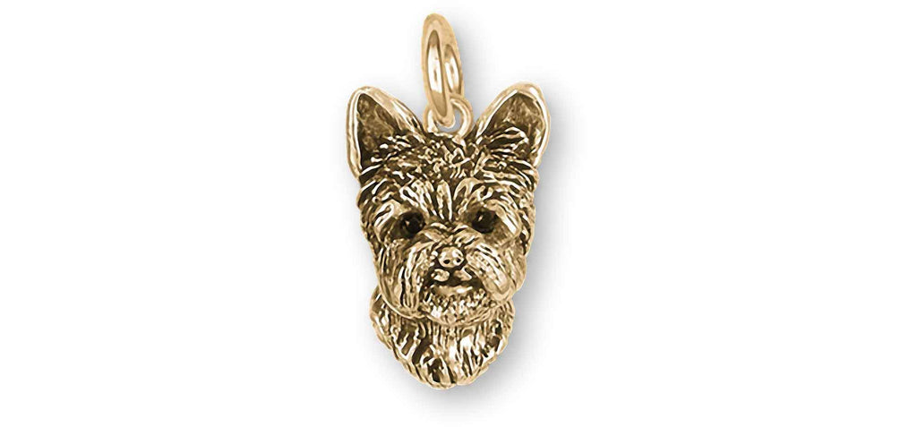 Yorkshire Terrier Charms Yorkshire Terrier Charm With Black Diamond Eyes 14k Yellow Gold Yorkie Jewelry Yorkshire Terrier jewelry