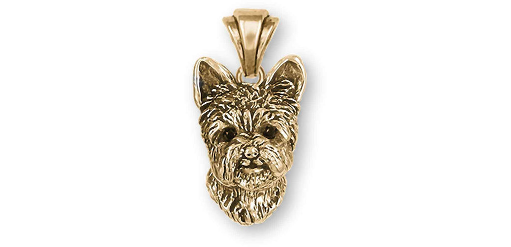 Yorkshire Terrier Charms Yorkshire Terrier Pendant 14k Yellow Gold With Black Diamond Eyes Yorkie Jewelry Yorkshire Terrier jewelry