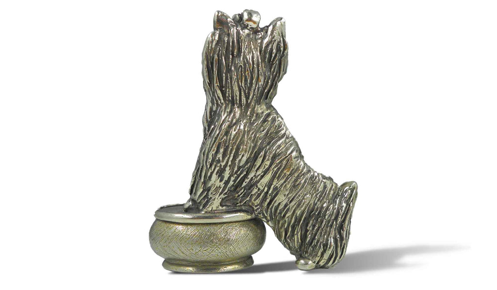 Yorkshire Terrier Figurine Yellow Bronze Handmade Yorkie Figurine Box  YRK2-BX